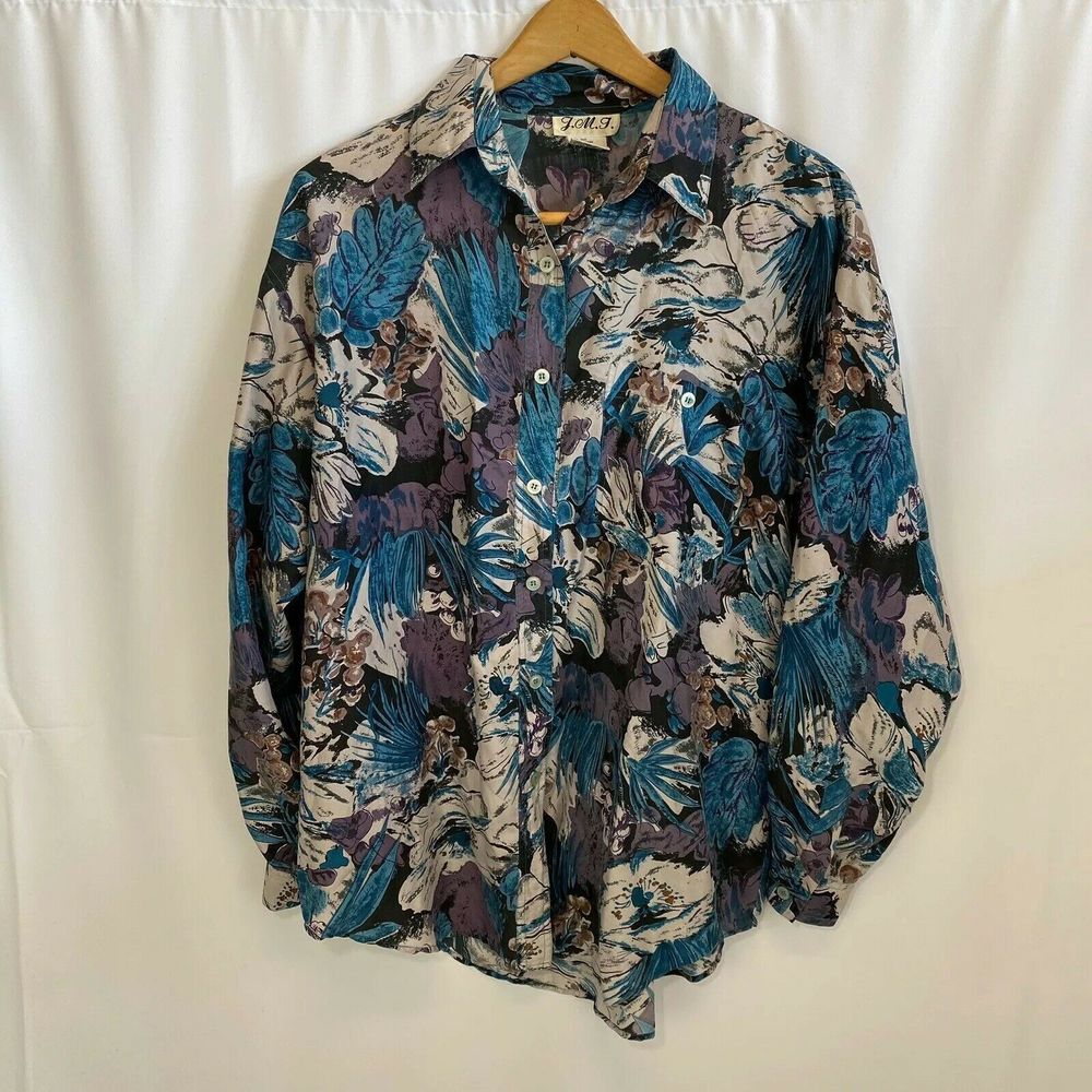 Vintage J.M.J. 100% Silk Floral Blouse M